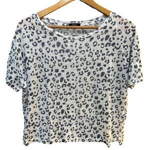 Rails Roman Leopard Print Shirt Short Sleeves Boxy Fit Gray Black Casual Size XS